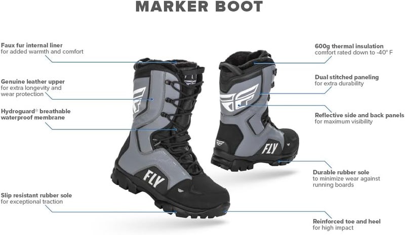 Fly Racing Marker Snow Boot (Black/Grey, 7) - Image 3